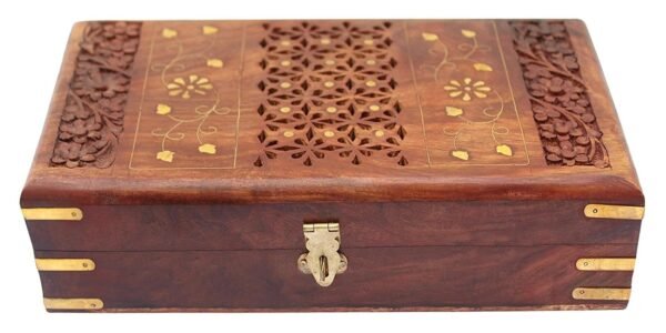 Handmade Wooden Jewlery Box for Women Jewel Organizer Hand Carved Gift Items - 12 Inches