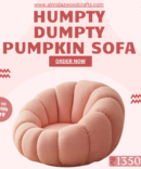 Modern Curved Pumpkin Sofa, Plush Boucle Fabric Contemporary Cozy Sofa for Living Room, Bedroom, Hallways (Baby Pink, 1 Seater)
