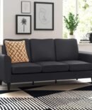 Al Midaz Afri-Black 3-Seater Leather Sofa for Living Room Leather Sofa 3 Seater Personal Sofas Couch
