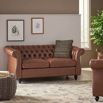 Al Midaz 5 Seater Sofa Set Royal Vintage Style Comfortable Seating (Leather Brown).