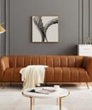 Al Midaz Premium Leather Sofa Set 3-Seater Couch for Guests Room Festival Gifts (Tan Brown)