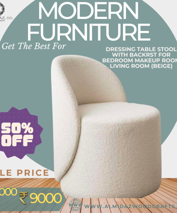 Al Midaz Soft Padded Dining Chair, Dressing Table Stool (Beige)